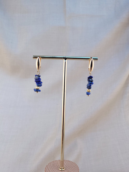 Boucles d'oreille dormeuse Lapis lazuri Tanjavur