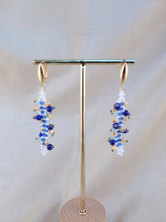 Boucles d'oreilles tissé bleu Antalya