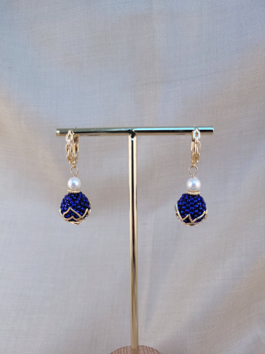 Boucles d'oreilles en perles bleu Galata