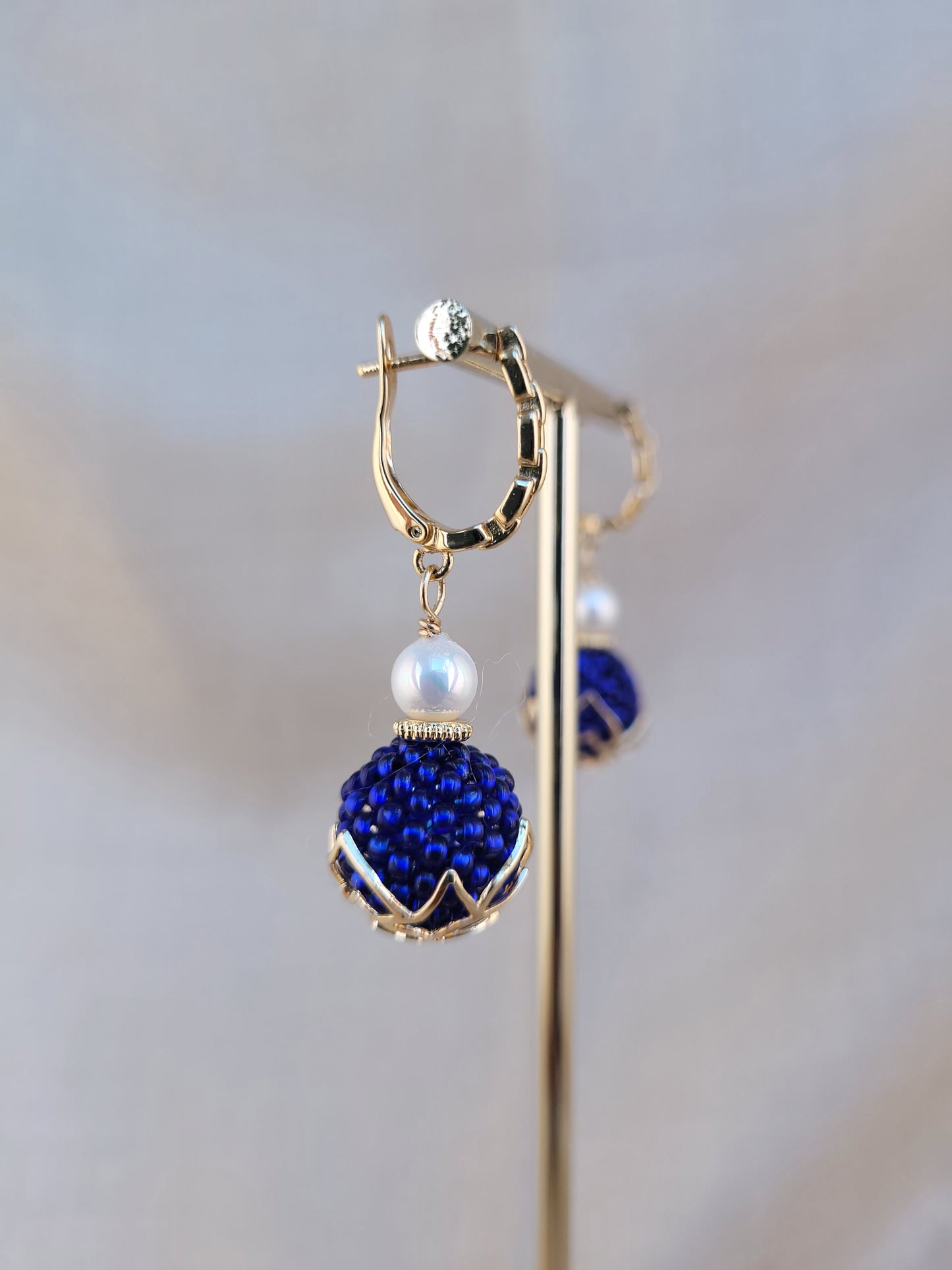 Boucles d'oreilles en perles bleu Galata