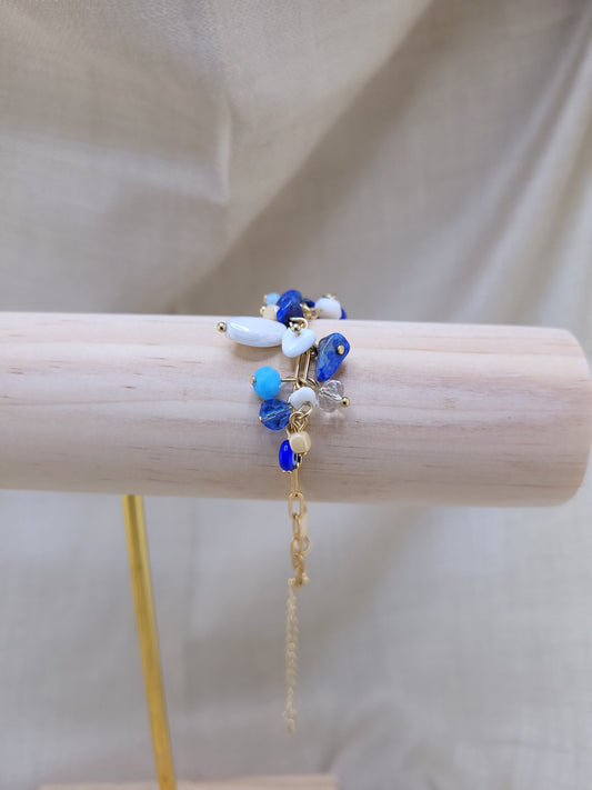 Bracelet en perles de verre et Lapis lazuri Bleu Indore