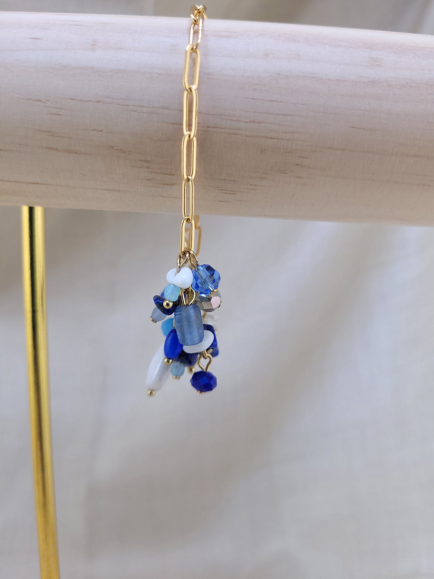 Bracelet en perles de verre et Lapis lazuri Bleu Indore