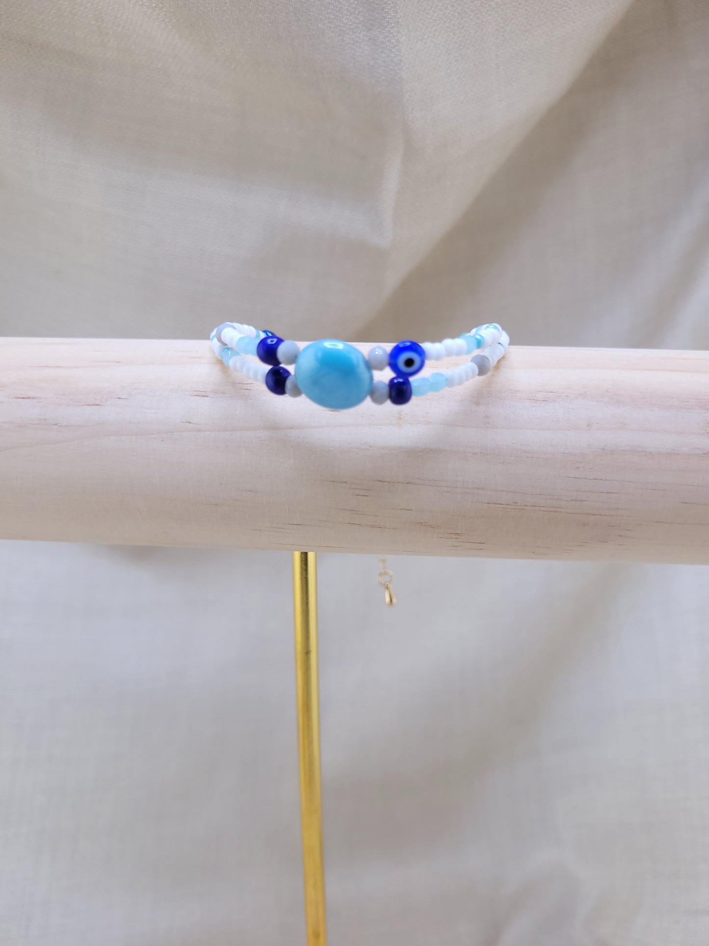 Bracelet double en perles bleu Ankarra