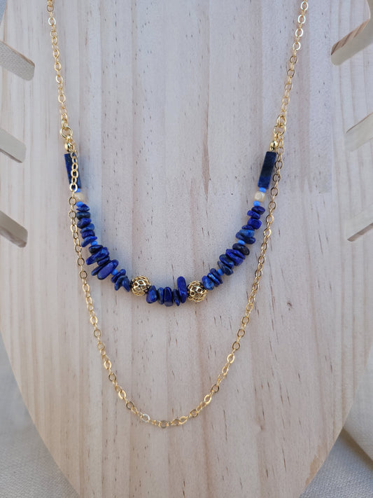 Collier multi rang en Lapis Lazuri Tanjavur