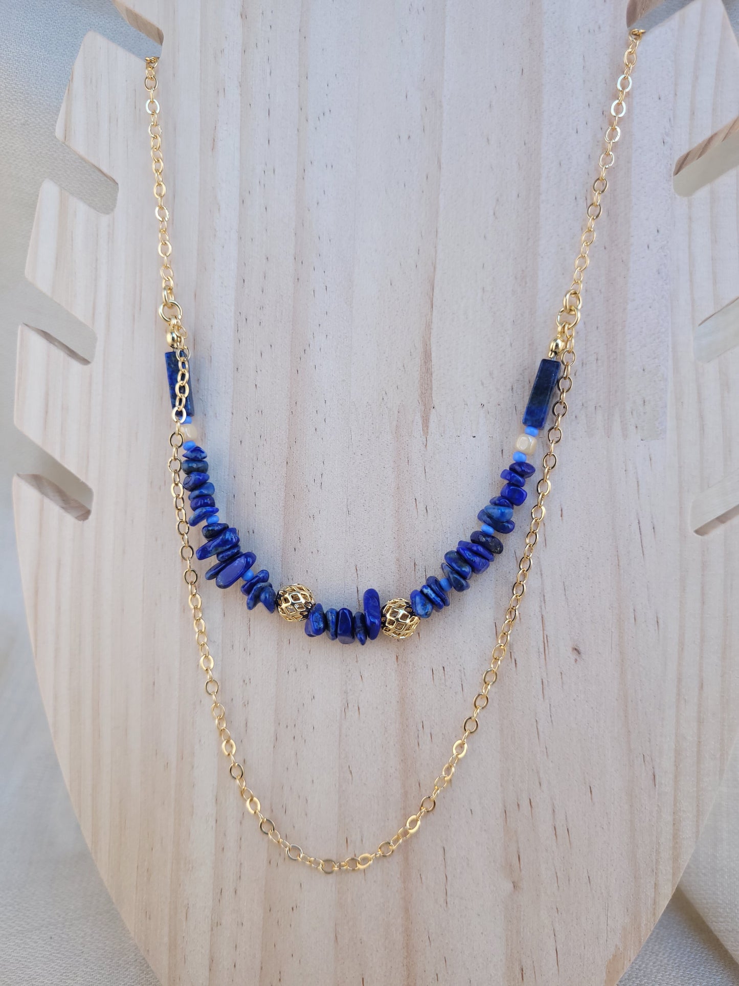 Collier multi rang en Lapis Lazuri Tanjavur