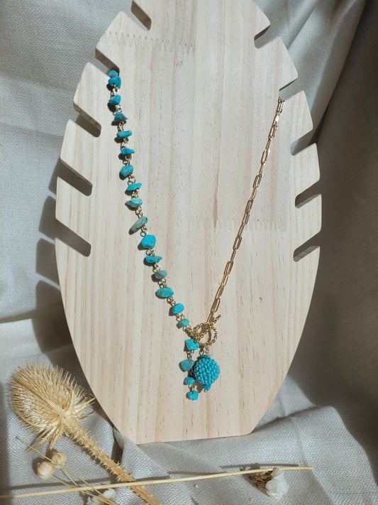 Collier asymétrique en Howlite Turquoise Monterrey