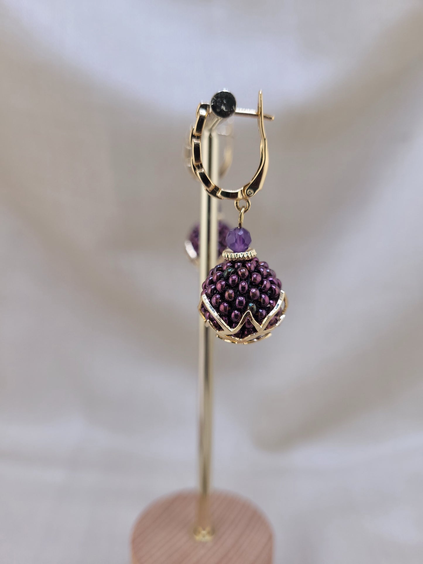 Boucles d'oreilles en perles Violet irisé Recife