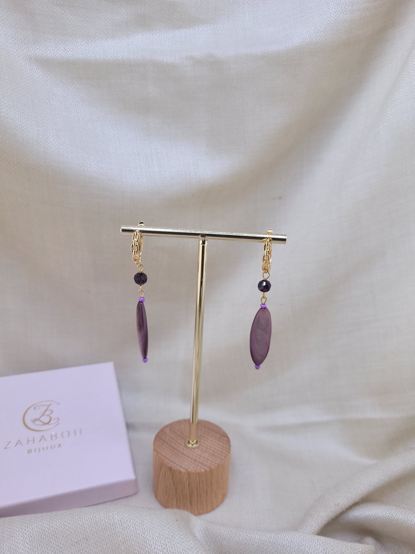Boucles d'oreilles pendantes en perles de coquillage Imperatriz
