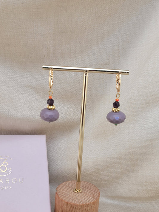 Boucles d'oreilles pendantes Orange et Violet