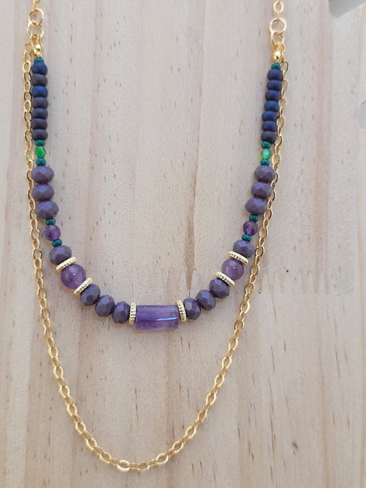 Collier multi rang en Améthyste Tanjavur