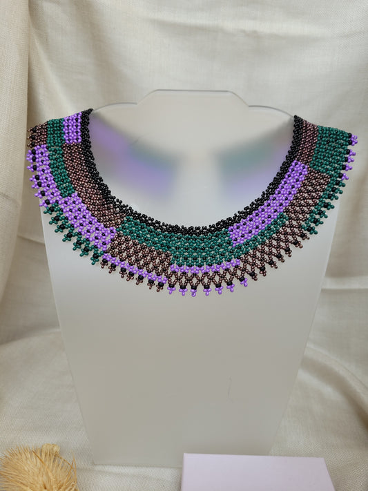 Collier modern massaï Violet et vert Bangalore