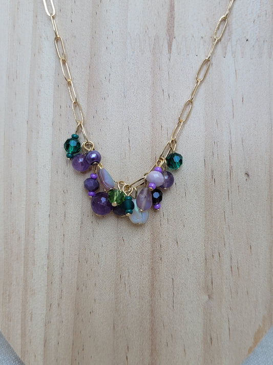 Collier en perle de verre Violet Indorre