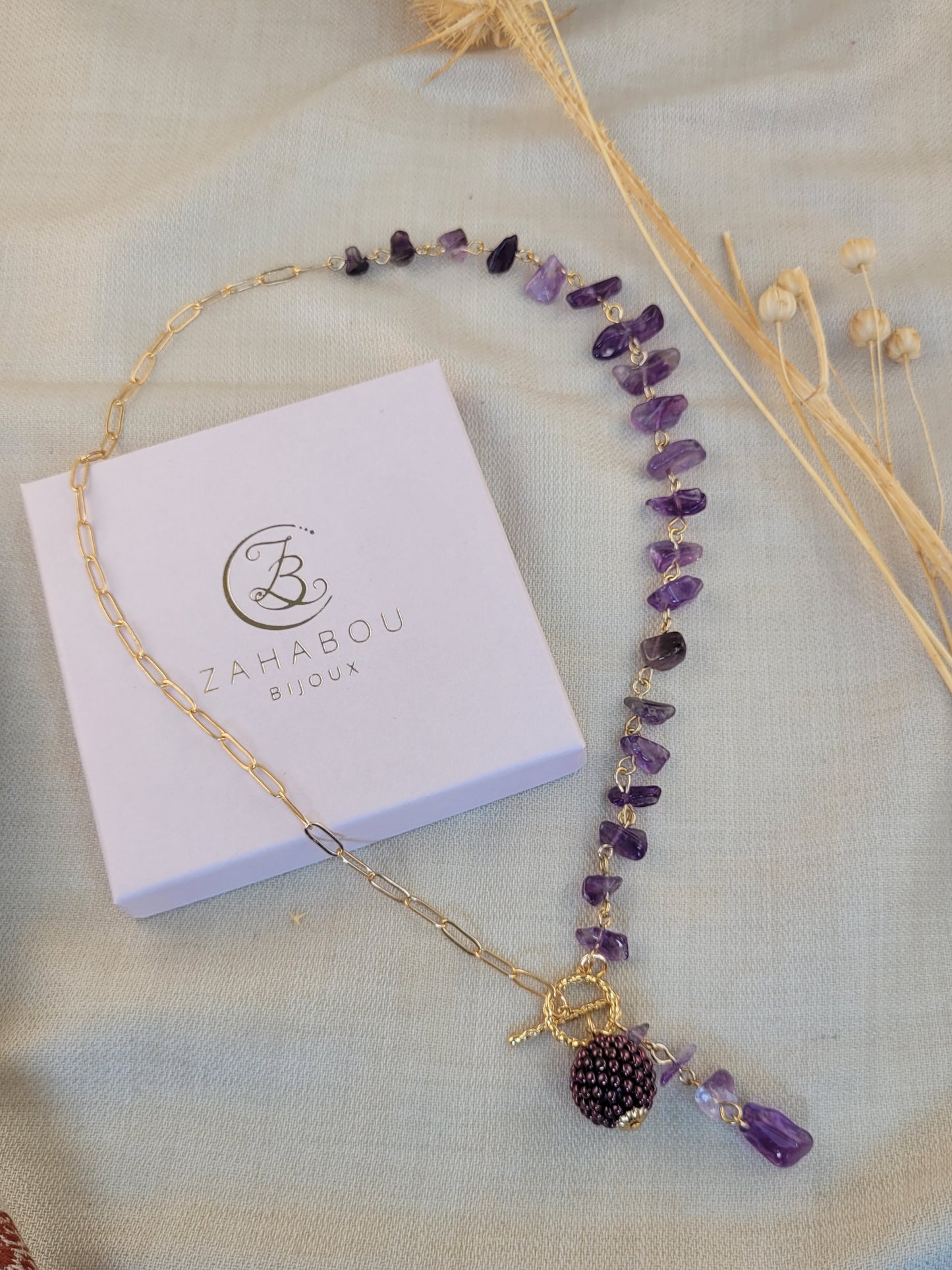 Collier asymétrique en Améthyste Galata