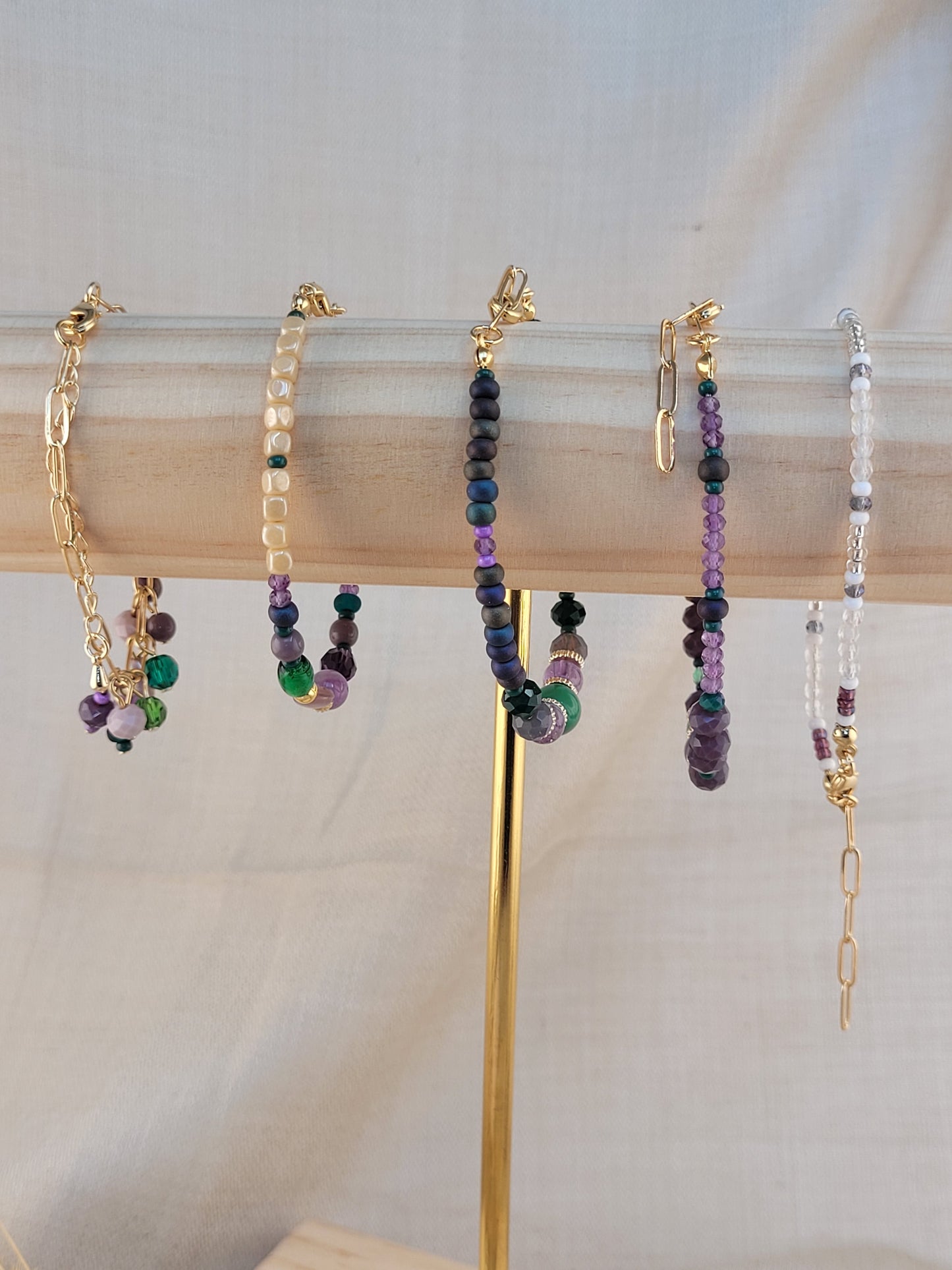 Bracelet en perles améthyste violet Tanjavur
