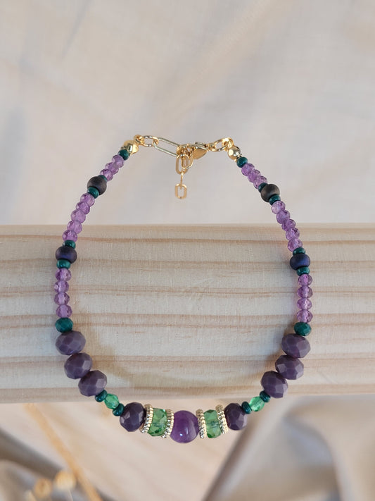 Bracelet en perles améthyste violet Tanjavur