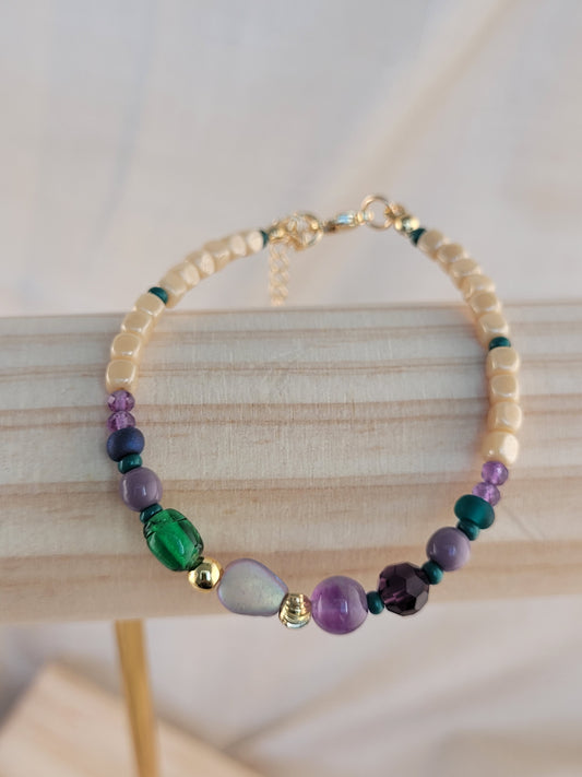 Bracelet en perles Améthyste violet Mandurai
