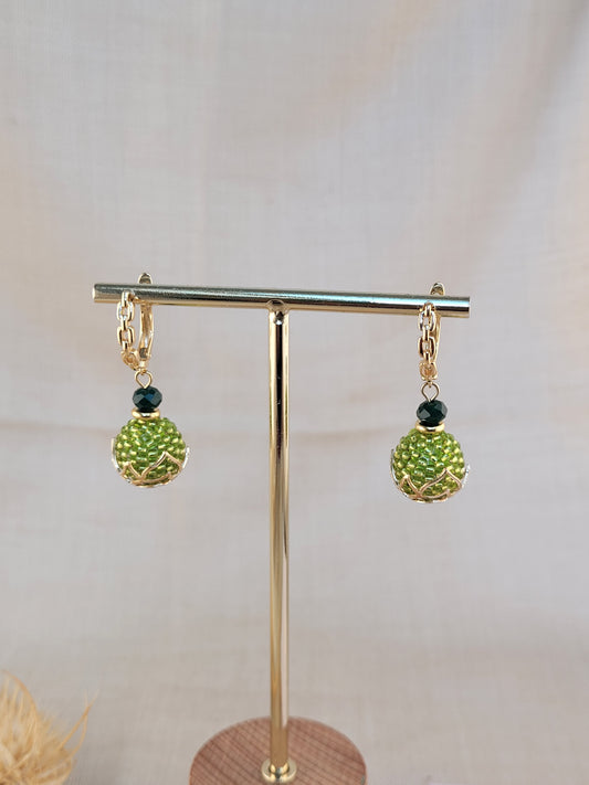 Boucles d'oreilles en perles perlées verts Galata