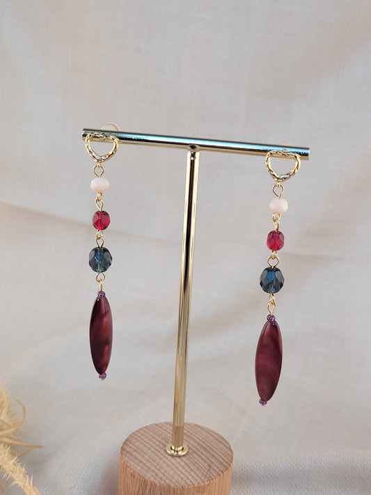 Boucles d'oreilles pendantes Cristal et perles de coquillages Mombasa
