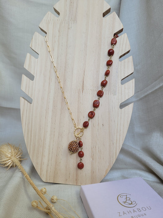 Collier asymétrique en Jaspe Rouge Galata